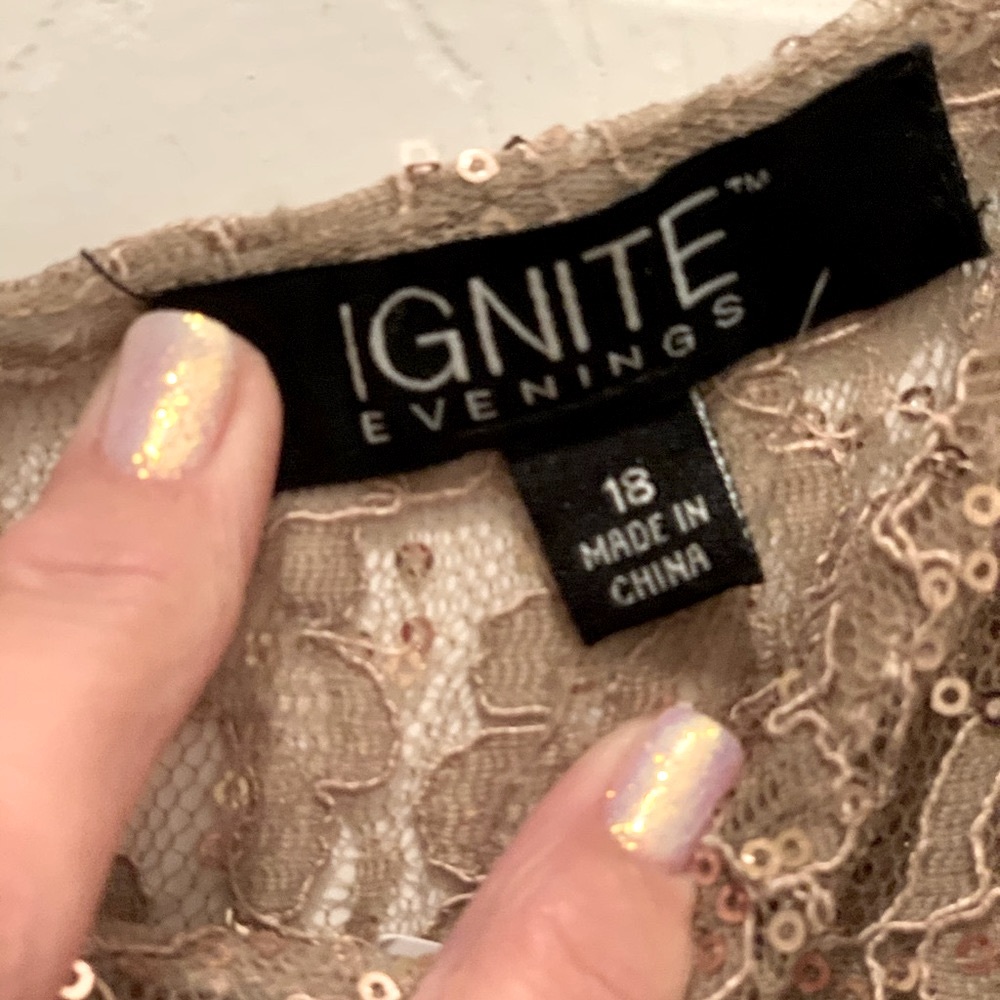 Sequin Lace Dress by Ignite Evenings - Picture 9 of 11